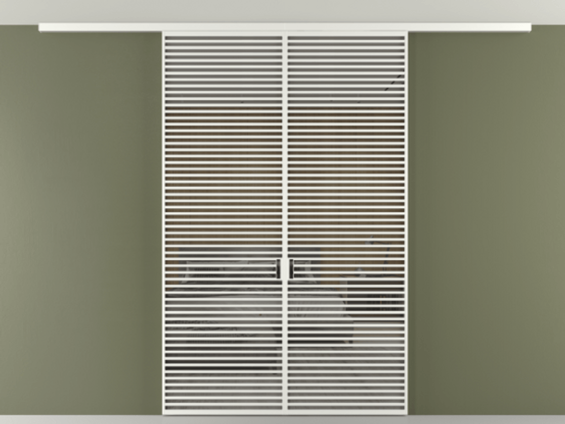 Перегородка Формато вдоль стены на потолок 2 створки АЛПР 040.07 Алюминий светло-серый Рефлективное серое стекло "Стопсол", калёное Цена 24570 Br | Volhovec