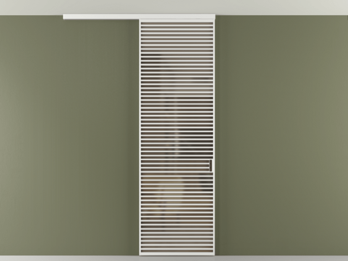 Перегородка Формато вдоль стены на потолок 1 створка АЛПР 040.07 Алюминий белоснежный Сатинированное бронзовое стекло, триплекс Цена 10011 Br | Volhovec