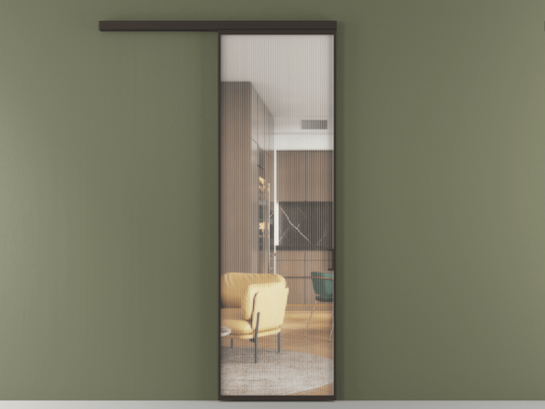 Перегородка Formato вдоль стены одностворчатая АЛПР 040.01 Алюминий антрацит Рифлёное стекло "Moru", триплекс, 8 мм.  Цена 6260 Br 1. Полотно (800/2100 мм)
2. Комплект установки раздвижной системы
3. Базовый комплект фурнитуры
4.Ручка RONDO
. Фабрика дверей Волховец 8 (800) 551 43 19  Перегородка Formato вдоль стены одностворчатая АЛПР 040.01 Алюминий антрацит Рифлёное стекло "Moru", триплекс, 8 мм Цена 6260 Br  | Volhovec