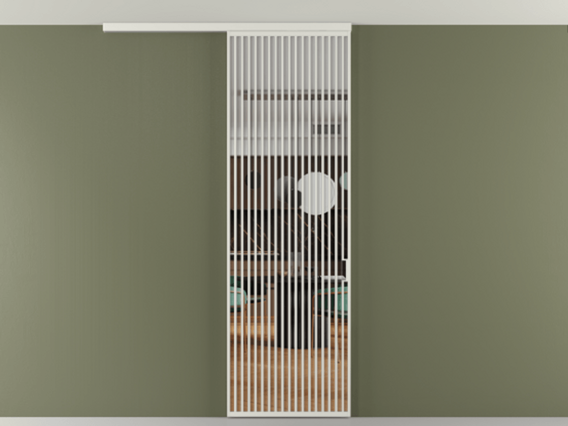 Перегородка Формато вдоль стены на потолок 1 створка АЛПР 040.06 Алюминий серый Прозрачное стекло "Кристал Вижн", калёное Цена 12470 Br | Volhovec