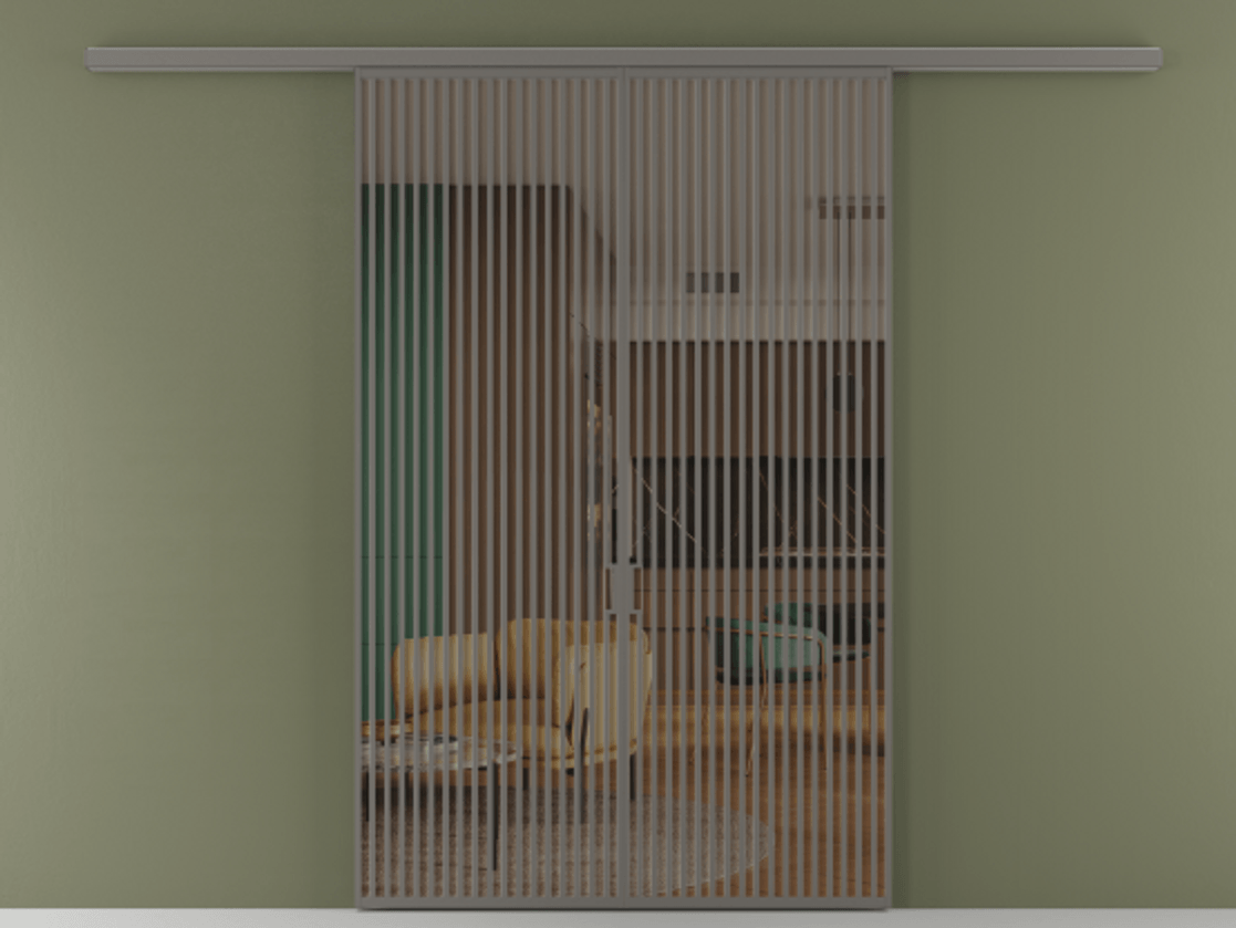 Перегородка Формато вдоль стены 2 створки АЛПР 040.06 Алюминий классический серый Прозрачное бронзовое стекло, триплекс Цена 18310 Br | Volhovec