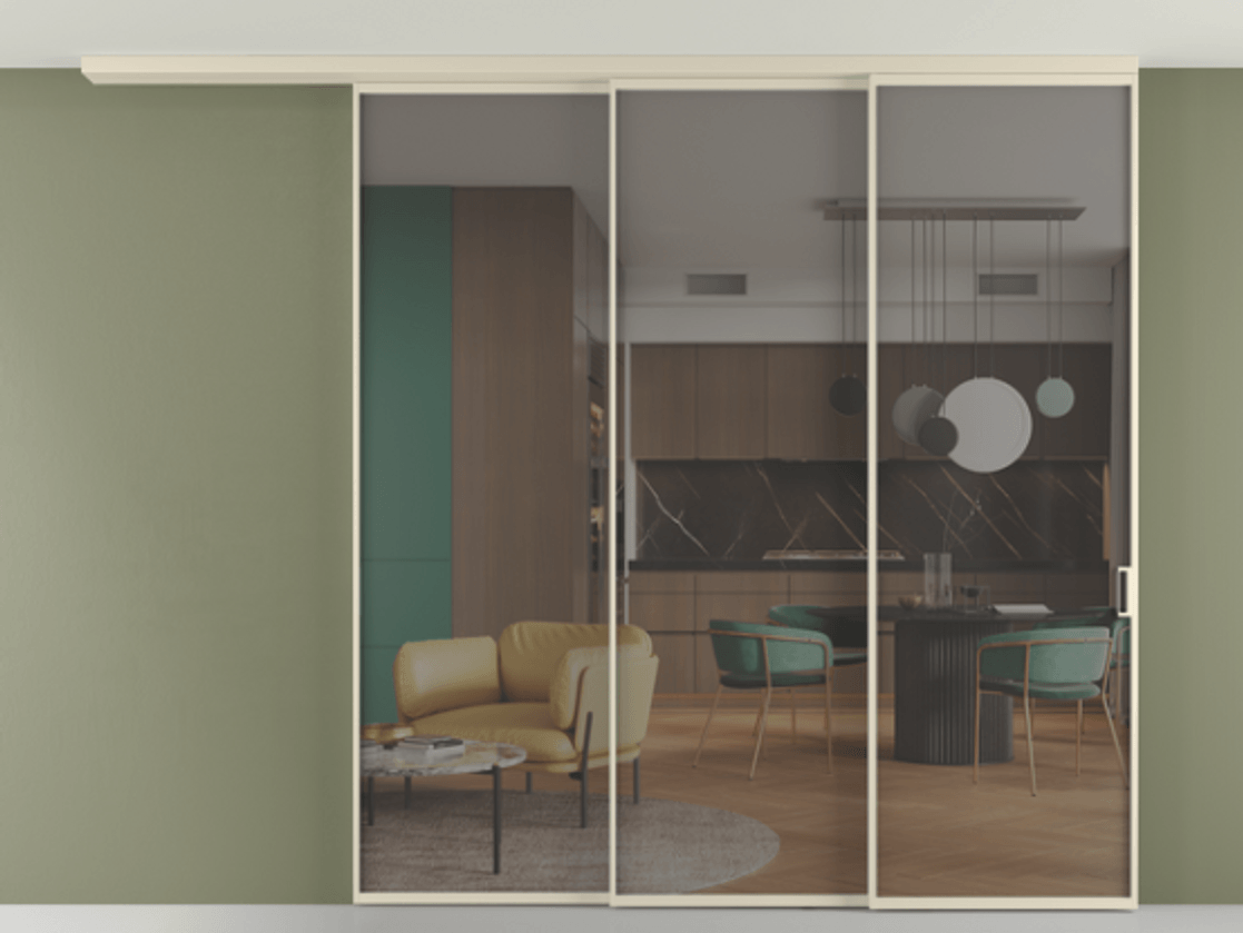 Перегородка Formato вдоль стены на потолок 3 створки с синхронным механизмом АЛПР 040.01 Алюминий бежево-серый Прозрачное серое стекло, триплекс. Цена 19820 Br 1. Полотно 2 шт. (800/2100 мм)
2. Комплект установки раздвижной системы
3. Базовый комплект фурнитуры
4.Ручка RONDO
. Фабрика дверей Волховец 8 (800) 551 43 19 Перегородка Formato вдоль стены на потолок 3 створки с синхронным механизмом АЛПР 040.01 Алюминий бежево-серый Прозрачное серое стекло, триплекс Цена 19820 Br | Volhovec