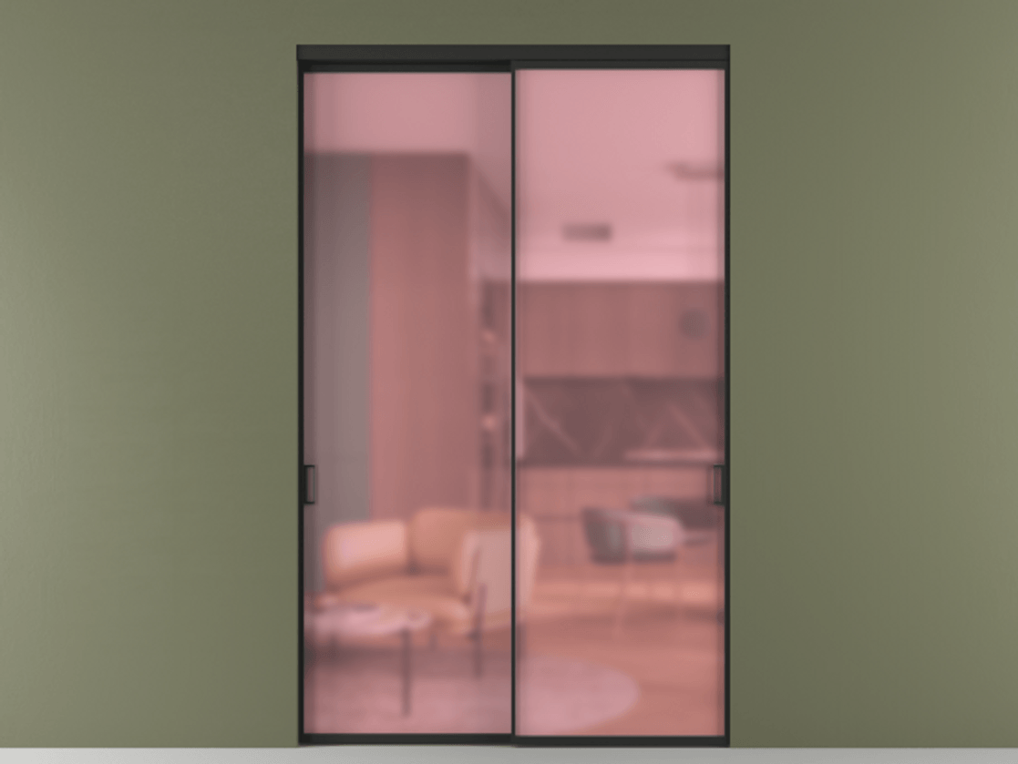 Перегородка Formato внутри проёма 2 створки АЛПР 040.01 Алюминий Черный Сатинированное розовое стекло, триплекс Цена 23000 Br  | Volhovec