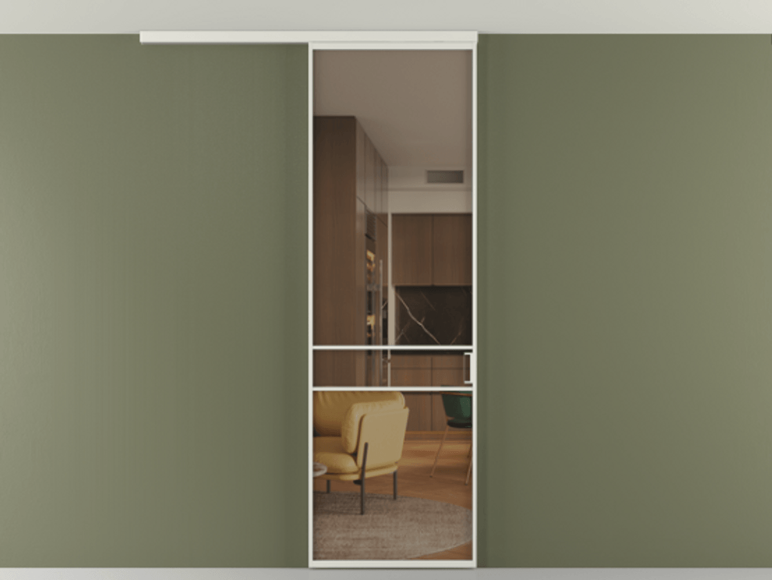 Перегородка Formato вдоль стены на потолок 1 створка АЛПР 040.02 Алюминий серый Прозрачное бронзовое стекло, триплекс Цена 5400 Br | Volhovec