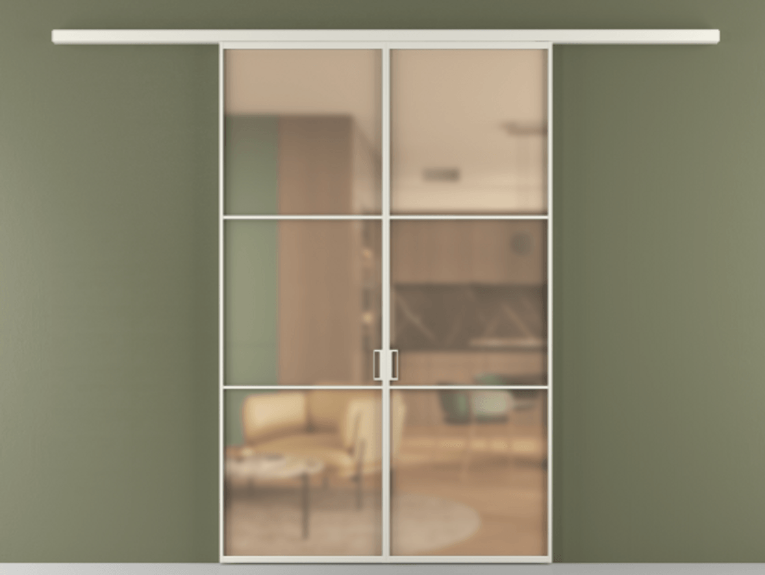 Перегородка Formato вдоль стены 2 створки АЛПР 040.03 Алюминий Белый Сатинированное оранжевое стекло, триплекс Цена 10400 Br | Volhovec