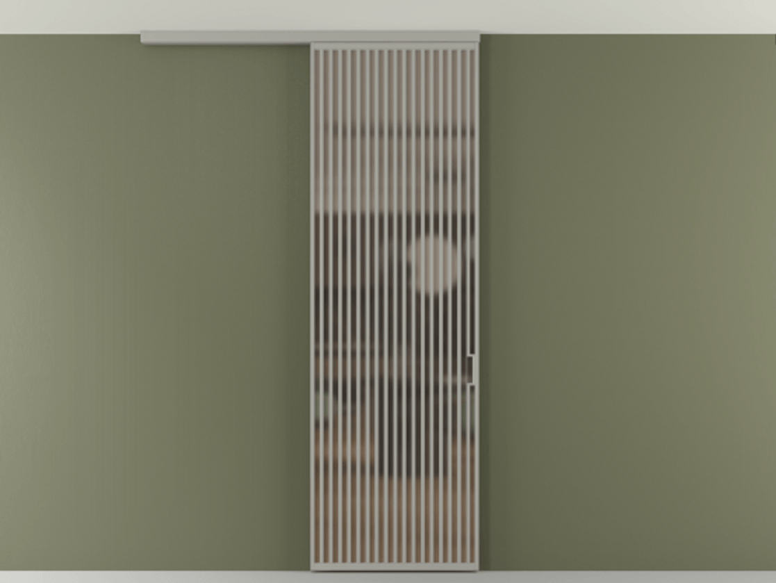 Перегородка Формато вдоль стены на потолок 1 створка АЛПР 040.06 Алюминий нейтральный серый Сатинированное бронзовое стекло, триплекс Цена 9500 Br | Volhovec