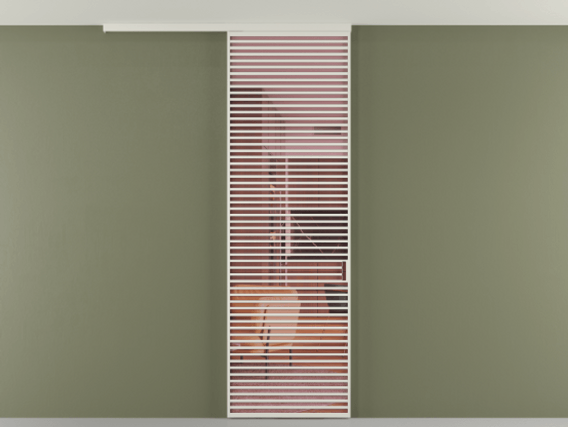 Перегородка Формато вдоль стены на потолок 1 створка АЛПР 040.07 Алюминий Белый Прозрачное розовое стекло, триплекс Цена 9100 Br | Volhovec