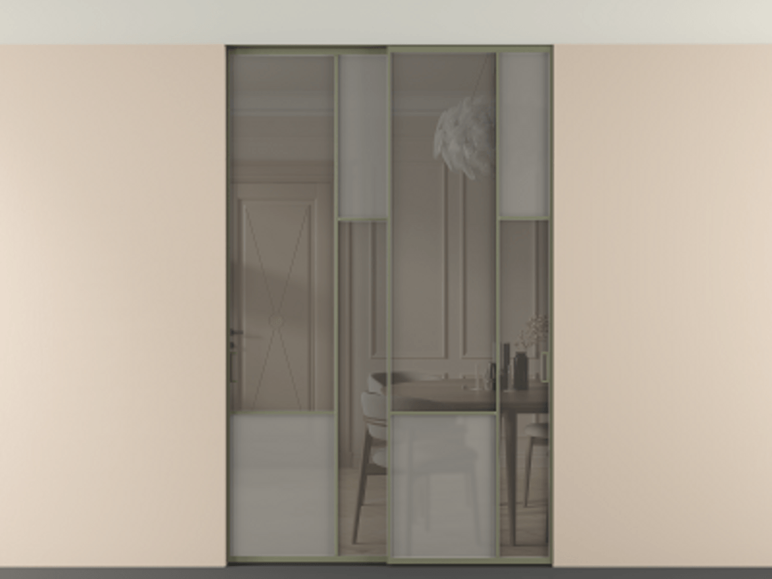 Перегородка Mosaic внутри проёма скрытое крепление в потолок 2 створки АЛПР 041.12 Алюминий оливковый тёмный Сатинированное серое стекло, триплекс, 6 мм + Прозрачное серое стекло, триплекс. Цена 17350 Br . Фабрика дверей Волховец 8 (800) 551 43 19 Перегородка Mosaic внутри проёма скрытое крепление в потолок 2 створки АЛПР 041.12 Алюминий оливковый тёмный Сатинированное серое стекло, триплекс, 6 мм + Прозрачное серое стекло, триплекс Цена 17350 Br | Volhovec