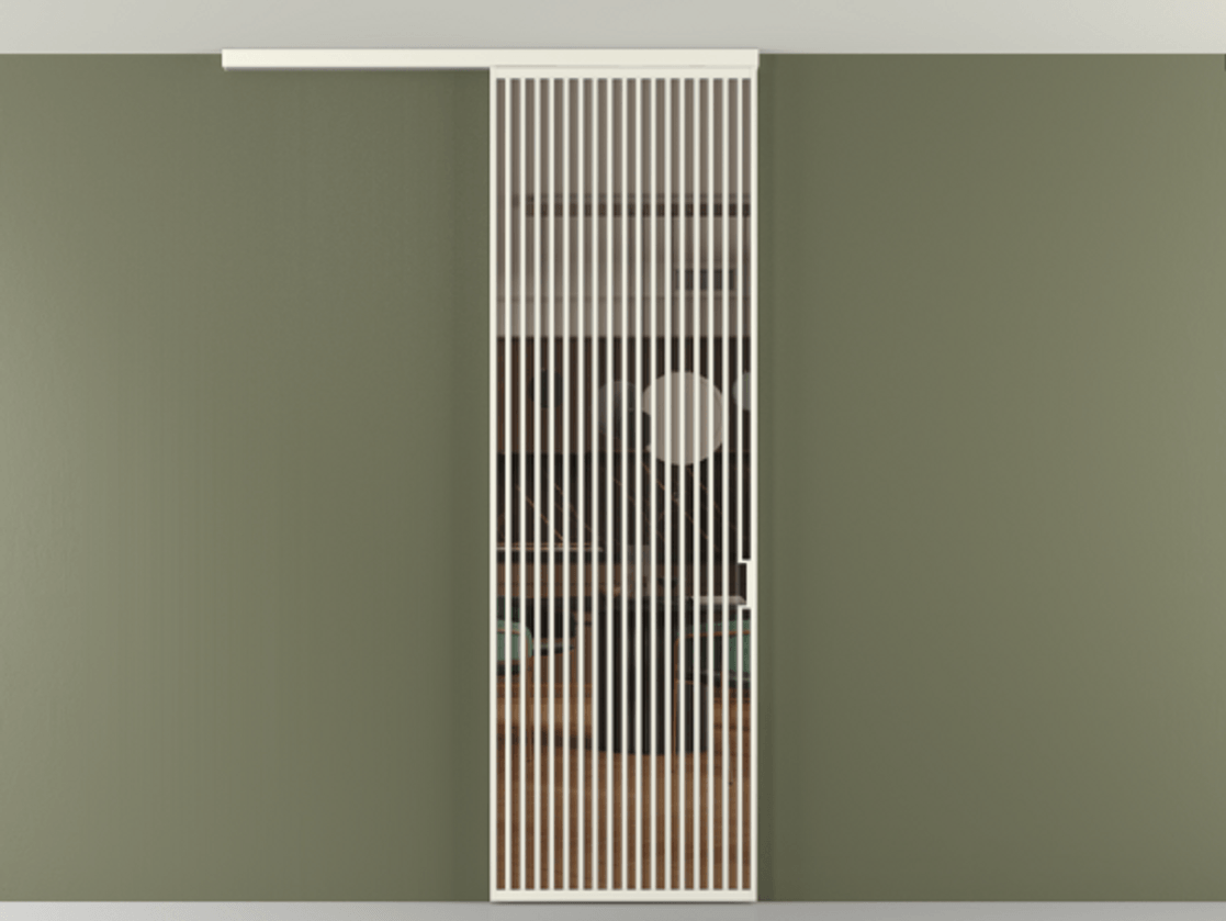 Перегородка Формато вдоль стены на потолок 1 створка АЛПР 040.06 Алюминий жемчужный Прозрачное бронзовое стекло, триплекс Цена 9500 Br | Volhovec