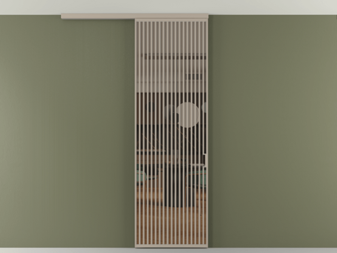 Перегородка Формато вдоль стены на потолок 1 створка АЛПР 040.06 Алюминий бисквитный Прозрачное бронзовое стекло, триплекс Цена 9500 Br | Volhovec