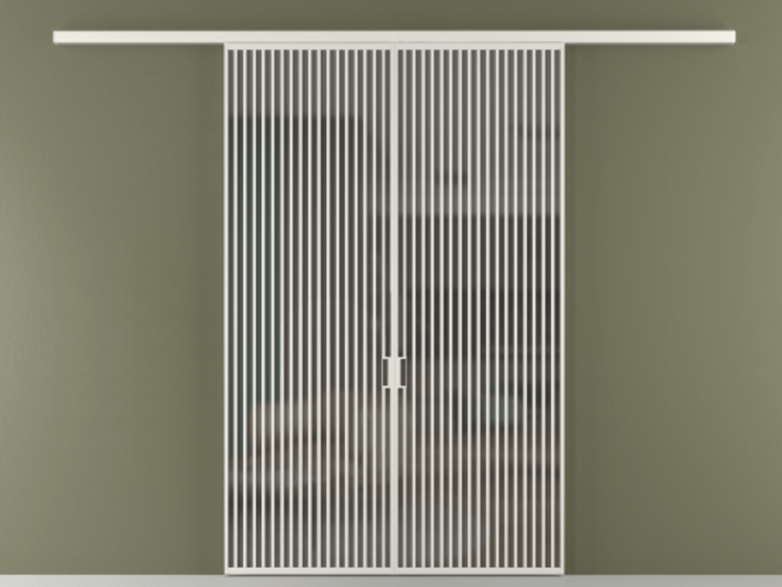 Перегородка Формато вдоль стены 2 створки АЛПР 040.06 Алюминий серый Сатинированное серое стекло, триплекс Цена 18310 Br | Volhovec