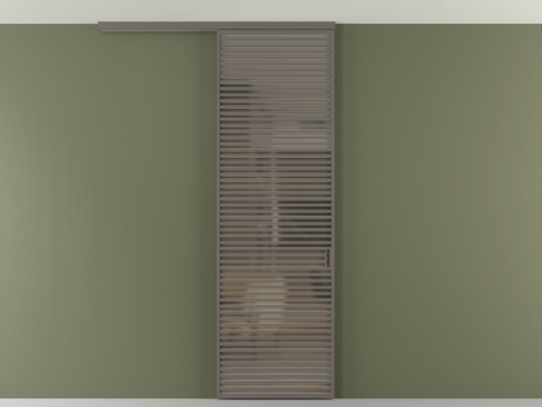 Перегородка Формато вдоль стены на потолок 1 створка АЛПР 040.07 Алюминий классический серый Сатинированное бронзовое стекло, триплекс Цена 9500 Br | Volhovec