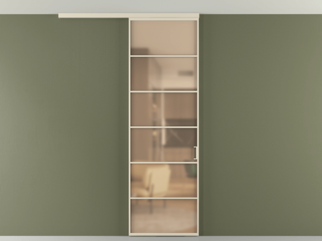 Перегородка Formato вдоль стены на потолок 1 створка АЛПР 040.04 Алюминий бежево-серый Сатинированное оранжевое стекло, триплекс Цена 6700 Br | Volhovec