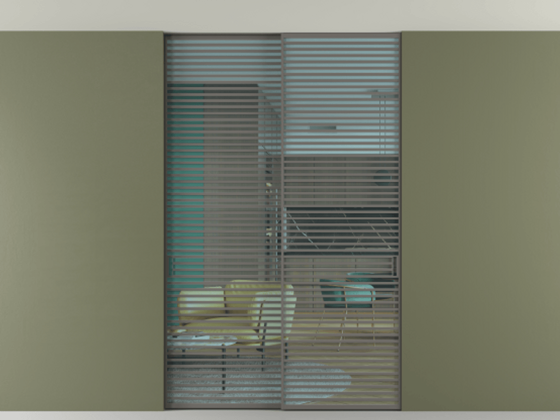 Перегородка Formato внутри проёма скрытое крепление в потолок 2 створки АЛПР 040.07 Алюминий классический серый Прозрачное голубое стекло, триплекс Цена 21900 Br | Volhovec