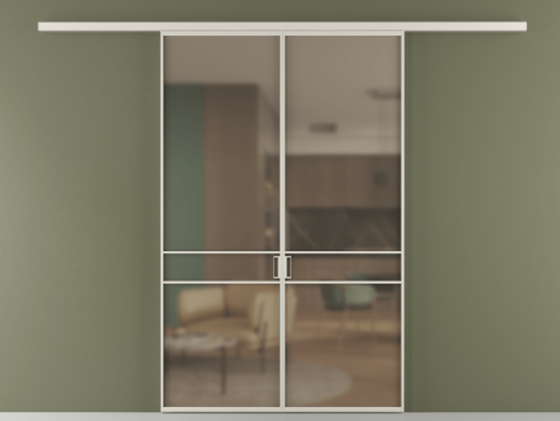 Перегородка Формато вдоль стены 2 створки АЛПР 040.02 Алюминий облачно-серый Сатинированное бронзовое стекло, триплекс Цена 10450 Br | Volhovec