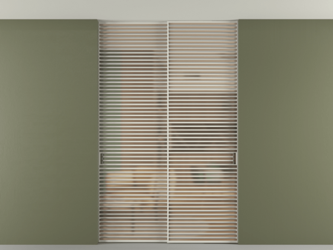 Перегородка Формато внутри проёма скрытое крепление в потолок 2 створки АЛПР 040.07 Алюминий Белый Сатинированное оранжевое стекло, триплекс Цена 21200 Br | Volhovec