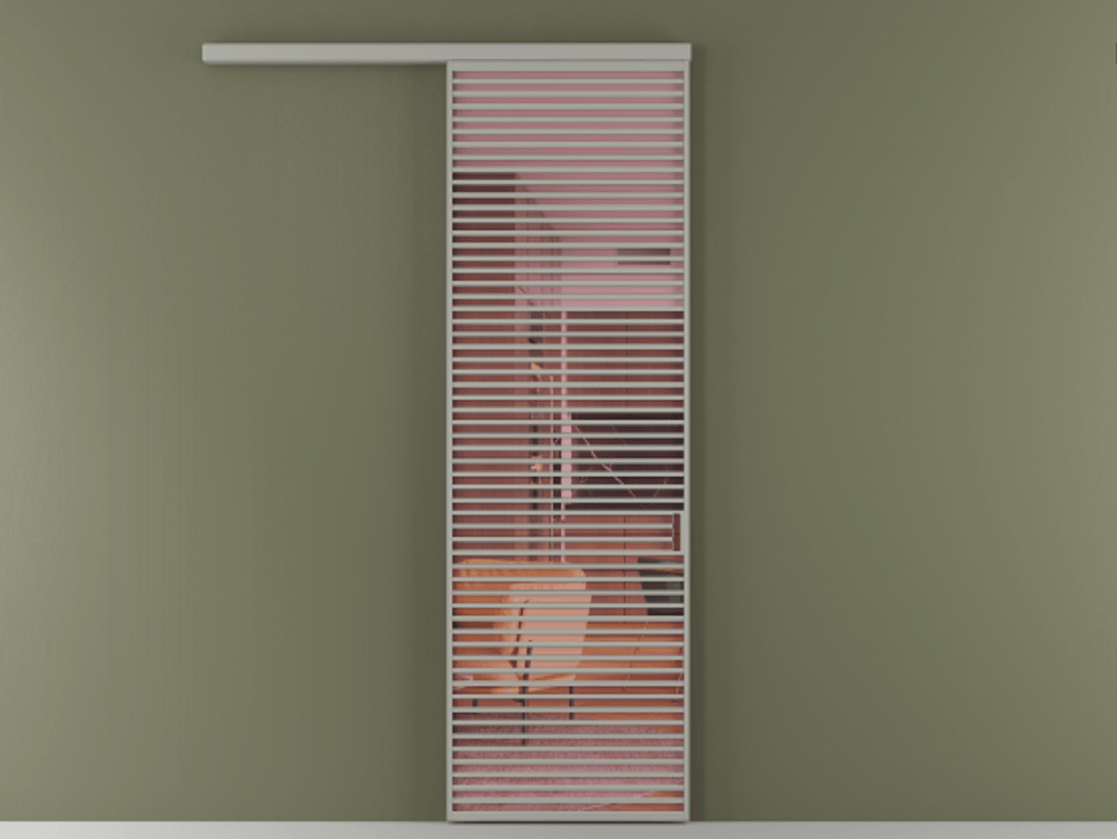 Перегородка Formato вдоль стены 1 створка АЛПР 040.07 Алюминий нейтральный серый Прозрачное розовое стекло, триплекс Цена 9900 Br  | Volhovec