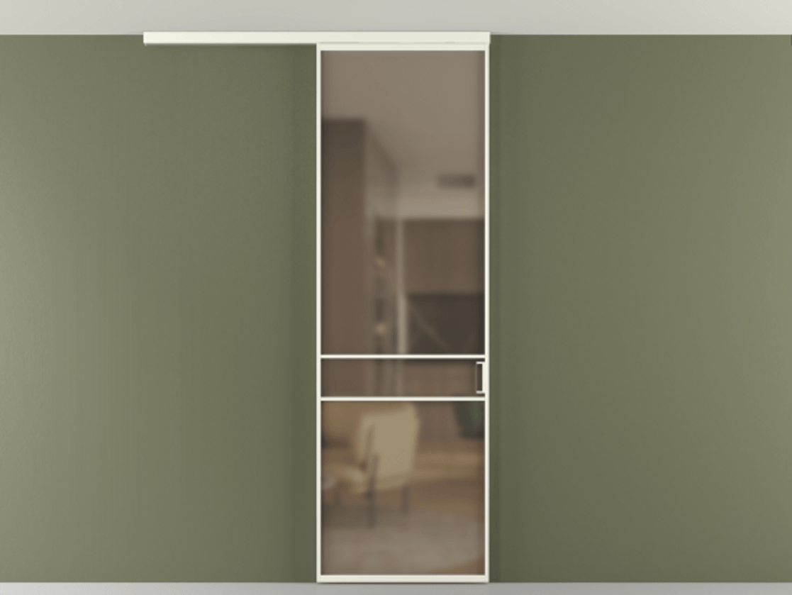 Перегородка Formato вдоль стены на потолок 1 створка АЛПР 040.02 Алюминий жемчужный Сатинированное бронзовое стекло, триплекс Цена 5400 Br | Volhovec