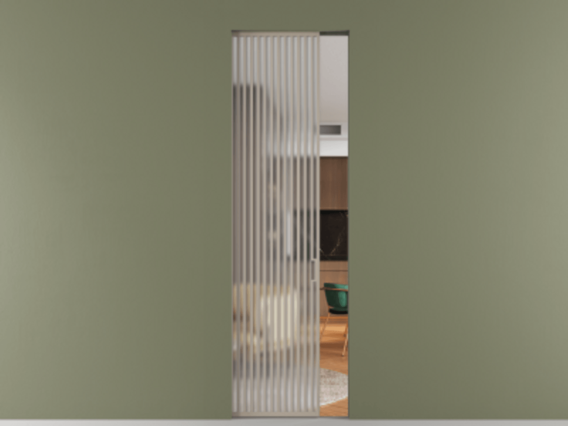 Перегородка Формато скрытый пенал 1 створка АЛПР 040.06 Алюминий бисквитный Сатинированное стекло "Мателюкс Кристал Вижн", калёное, матовое, каленое 6 мм Цена 14780 Br | Volhovec