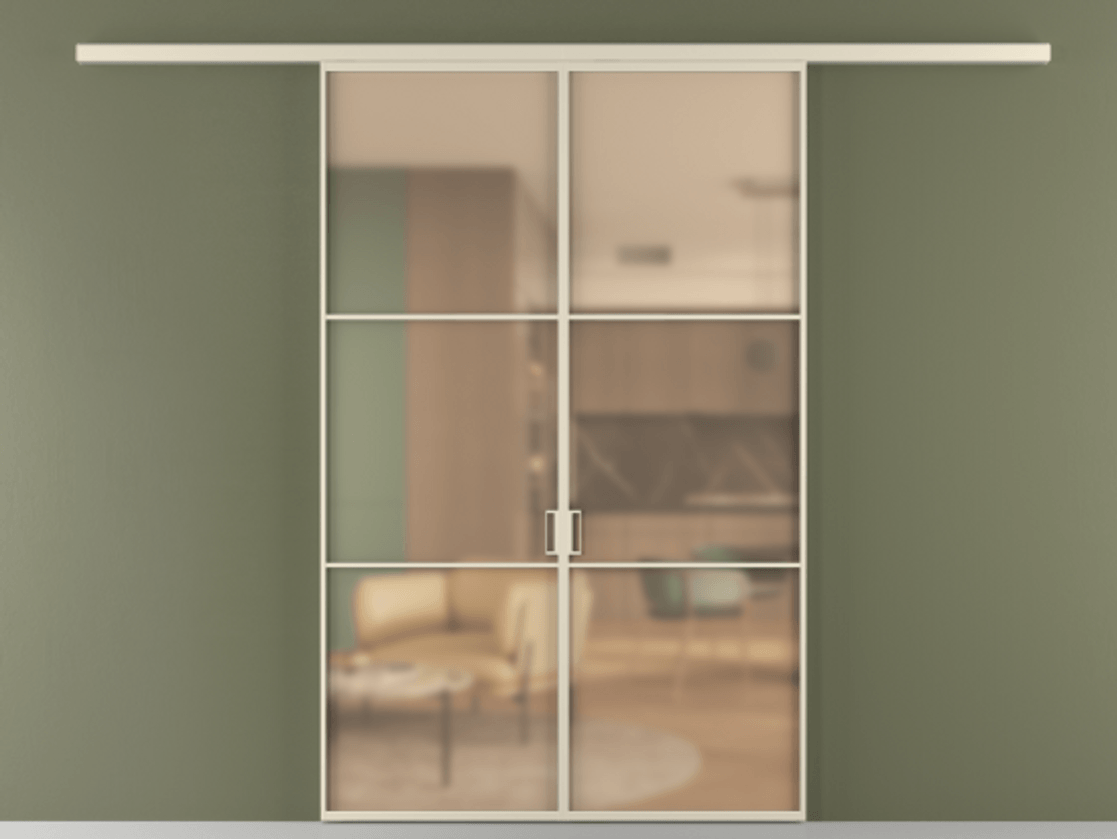 Перегородка Formato вдоль стены 2 створки АЛПР 040.03 Алюминий бежево-серый Сатинированное оранжевое стекло, триплекс Цена 12500 Br | Volhovec