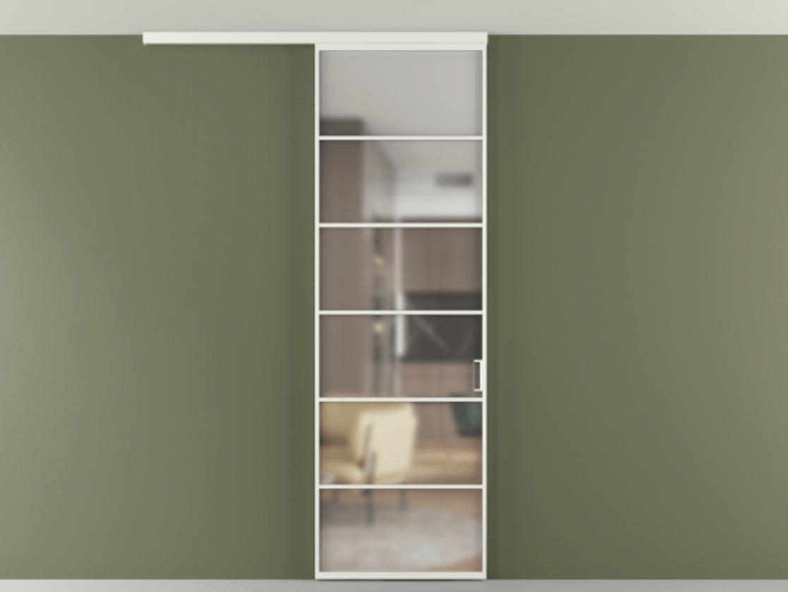 Перегородка Formato вдоль стены на потолок 1 створка АЛПР 040.04 Алюминий светло-серый Сатинированное стекло "Matelux Crystal Vision", калёное, матовое, каленое 6 мм Цена 7170 Br | Volhovec