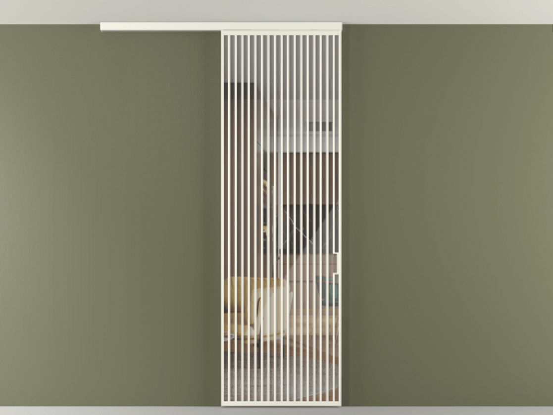 Перегородка Formato вдоль стены на потолок 1 створка АЛПР 040.06 Алюминий жемчужный Рефлективное прозрачное стекло "Stopsol", калёное Цена 12470 Br | Volhovec