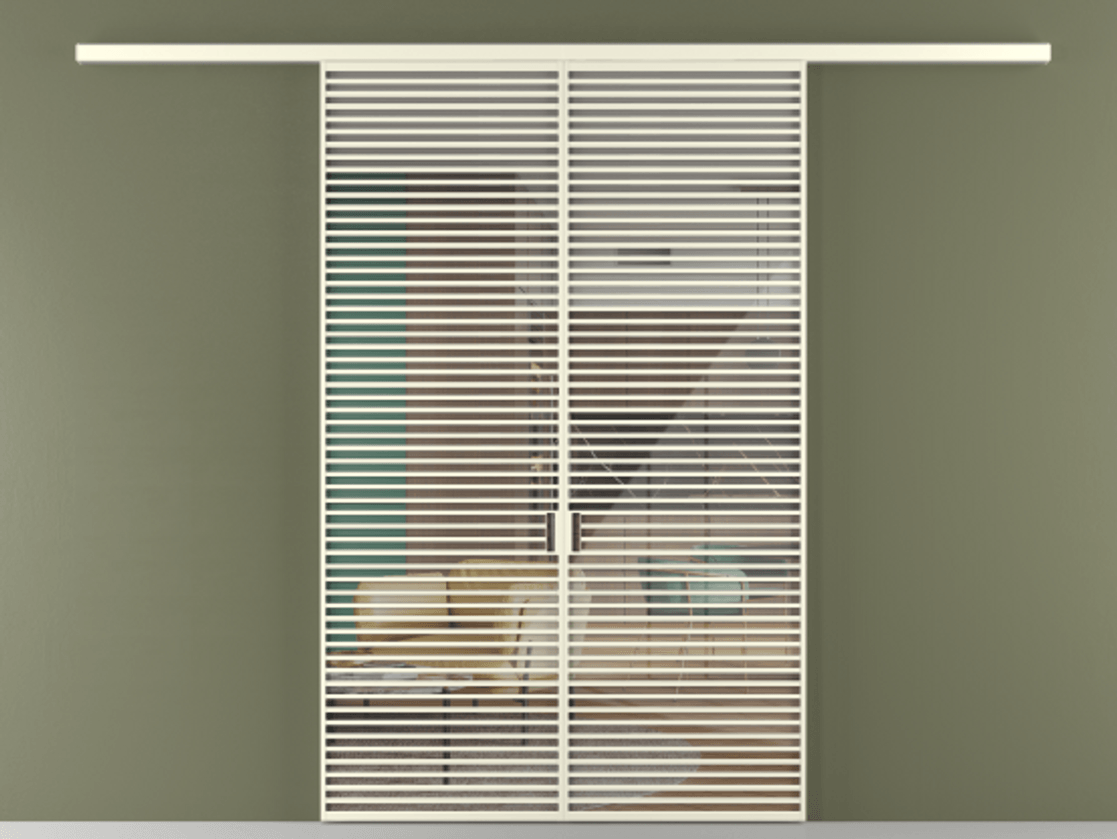 Перегородка Formato вдоль стены 2 створки АЛПР 040.07 Алюминий молочно-белый Рефлективное прозрачное стекло "Стопсол", калёное Цена 23790 Br | Volhovec