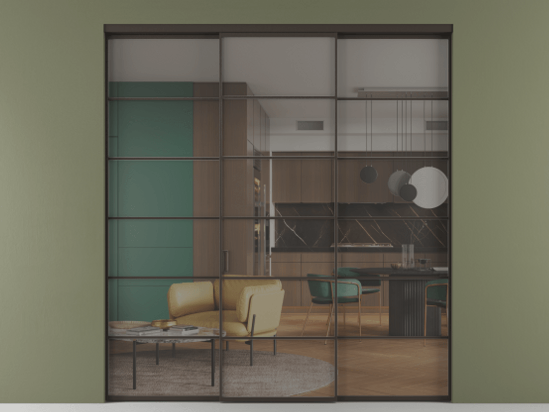 Перегородка Formato внутри проёма 3 створки АЛПР 040.04 Алюминий антрацит Прозрачное серое стекло, триплекс. Цена 14290 Br 1. Полотно 3 шт. (800/2100 мм)
2. Комплект установки раздвижной системы
3. Базовый комплект фурнитуры
4.Ручка RONDO. Фабрика дверей Волховец 8 (800) 551 43 19 Перегородка Formato внутри проёма 3 створки АЛПР 040.04 Алюминий антрацит Прозрачное серое стекло, триплекс Цена 14290 Br | Volhovec