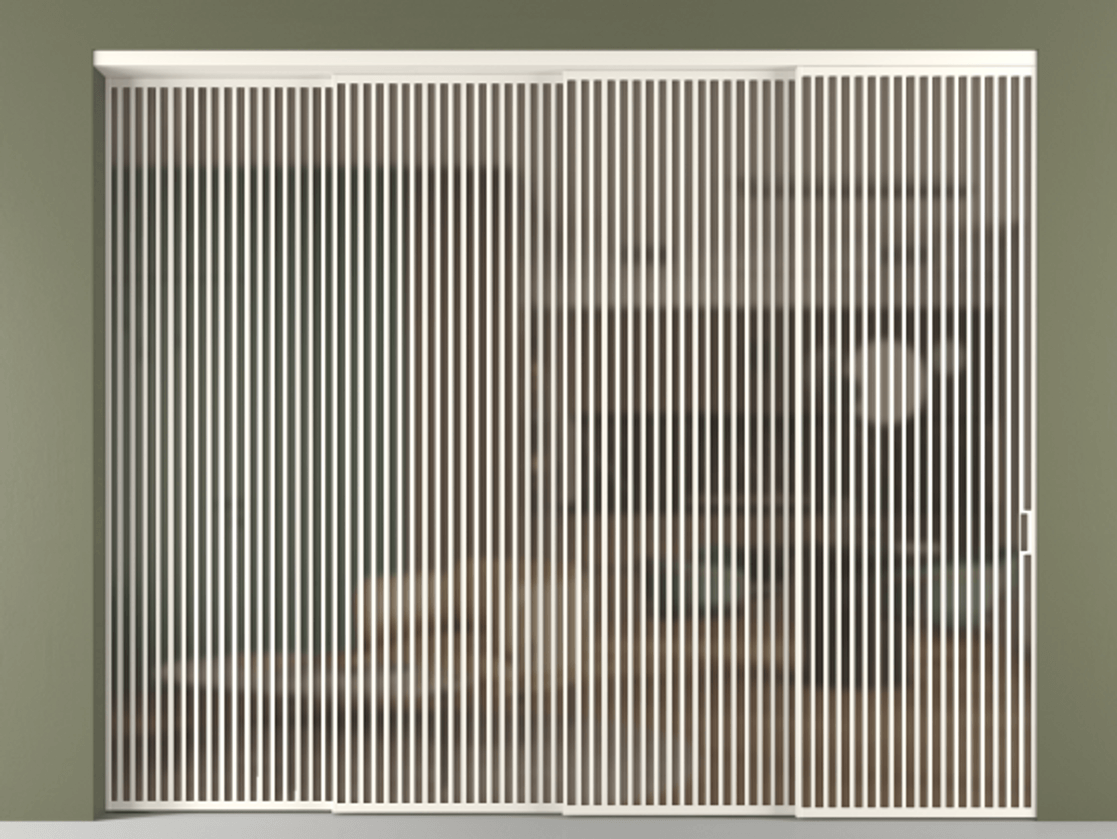 Перегородка Formato внутри проёма 4 створки с синхронным механизмом АЛПР 040.06 Алюминий пудровый белый Сатинированное бронзовое стекло, триплекс. Цена 39710 Br 1. Полотно 4 шт. (800/2100 мм)
2. Комплект установки раздвижной системы
3. Базовый комплект фурнитуры
4. Комплект фурнитуры телескопик синхро-3
5. Ручка RONDO
. Фабрика дверей Волховец 8 (800) 551 43 19 Перегородка Formato внутри проёма 4 створки с синхронным механизмом АЛПР 040.06 Алюминий пудровый белый Сатинированное бронзовое стекло, триплекс Цена 39710 Br | Volhovec