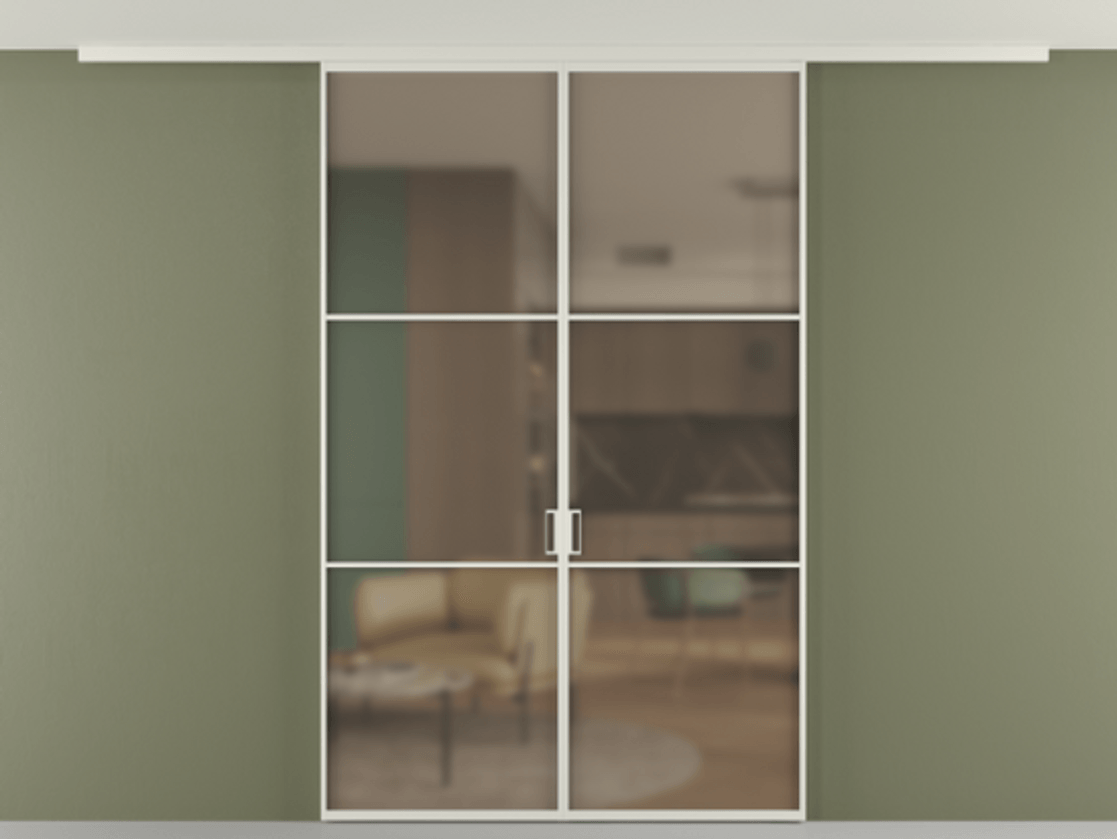 Перегородка Formato вдоль стены на потолок двустворчатая #VENDORCODE# #FURNISH# #GLASS# Цена #PRICE# #CURRENCY# | Volhovec