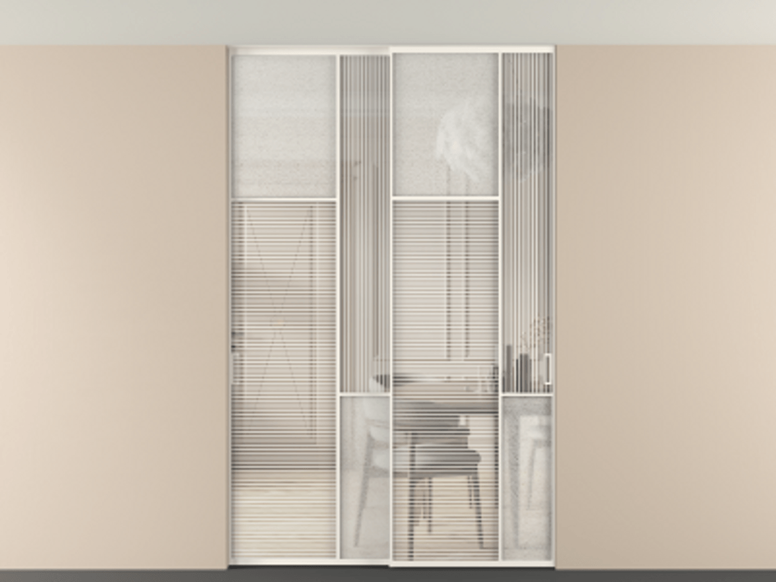 Перегородка Мозаик внутри проёма скрытое крепление в потолок 2 створки АЛПР 041.10 Алюминий пудровый белый Рифлёное стекло "Дюна", триплекс, 6 мм + Фактурное стекло "Лёд", триплекс. Цена 18210 Br . Фабрика дверей Волховец 8 (800) 551 43 19 Перегородка Мозаик внутри проёма скрытое крепление в потолок 2 створки АЛПР 041.10 Алюминий пудровый белый Рифлёное стекло "Дюна", триплекс, 6 мм + Фактурное стекло "Лёд", триплекс Цена 18210 Br | Volhovec