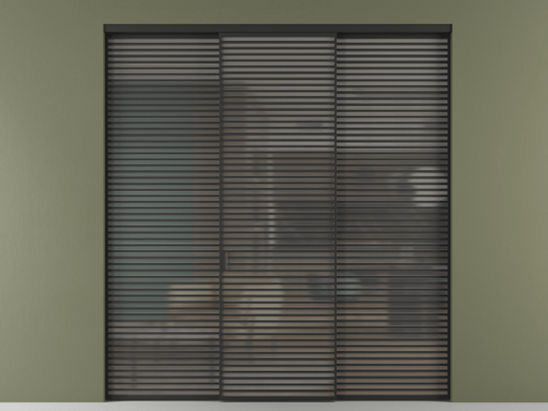 Перегородка Formato внутри проёма 3 створки АЛПР 040.07 Алюминий Черный Сатинированное серое стекло, триплекс Цена 23410 Br | Volhovec