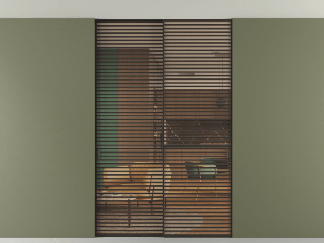 Перегородка Формато внутри проёма скрытое крепление в потолок 2 створки АЛПР 040.07 Алюминий антрацит Прозрачное оранжевое стекло, триплекс Цена 21900 Br | Volhovec