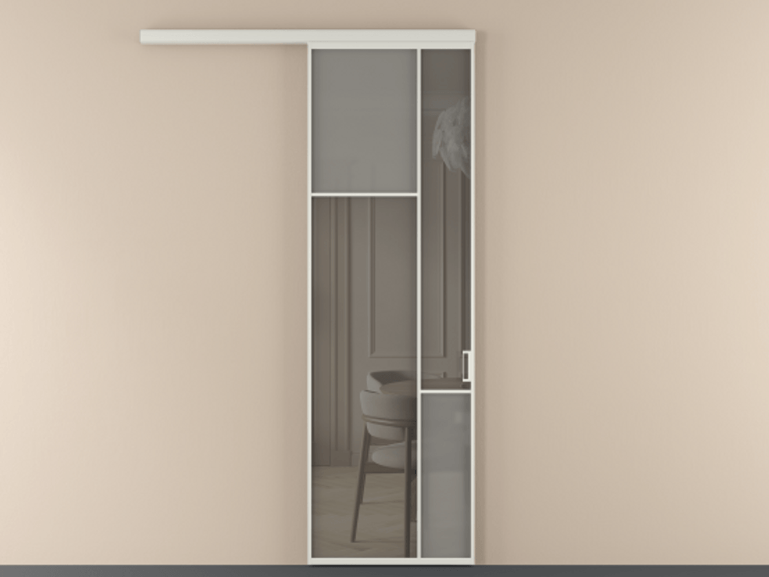 Перегородка Mosaic вдоль стены одностворчатая АЛПР 041.10 Алюминий Белый Сатинированное серое стекло, триплекс, 6 мм + Прозрачное серое стекло, триплекс. Скрытый короб БЕЛ Цена 7030 Br . Фабрика дверей Волховец 8 (800) 551 43 19 Перегородка Mosaic вдоль стены одностворчатая АЛПР 041.10 Алюминий Белый Сатинированное серое стекло, триплекс, 6 мм + Прозрачное серое стекло, триплекс Цена 7030 Br | Volhovec