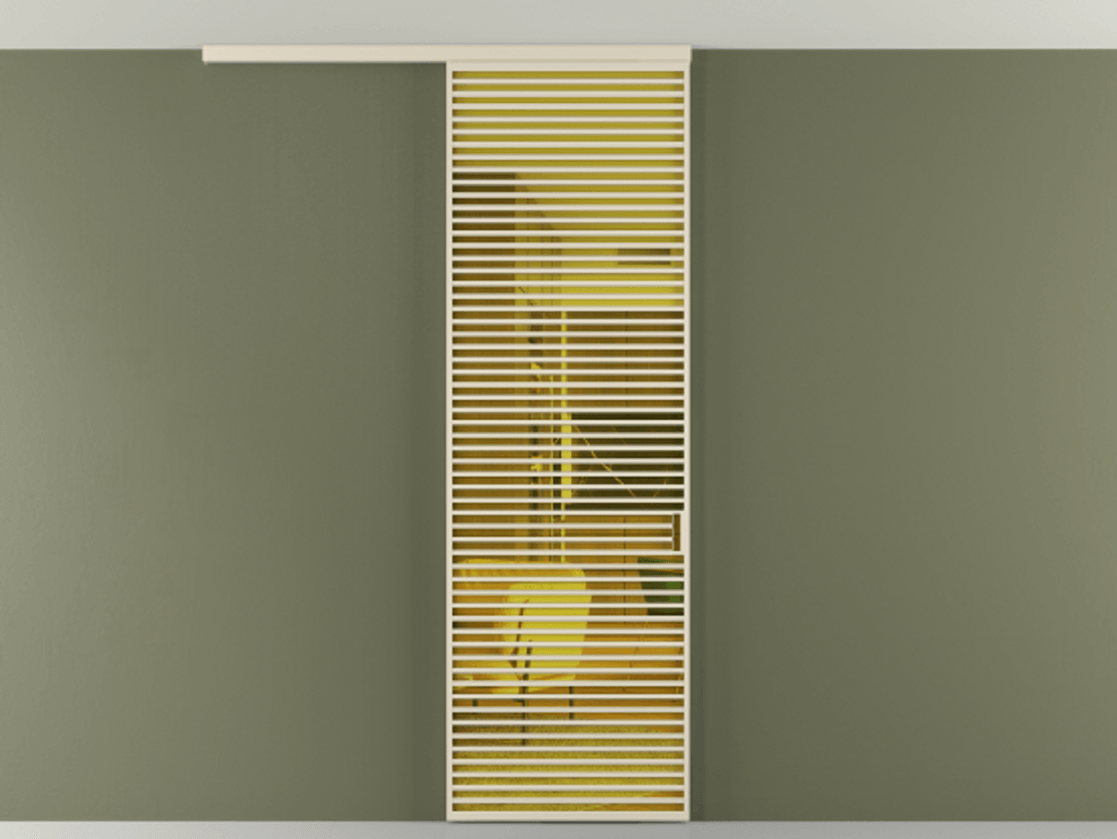 Перегородка Formato вдоль стены на потолок одностворчатая АЛПР 040.07 Алюминий бежево-серый Прозрачное жёлтое стекло, триплекс Цена 10900 Br | Volhovec