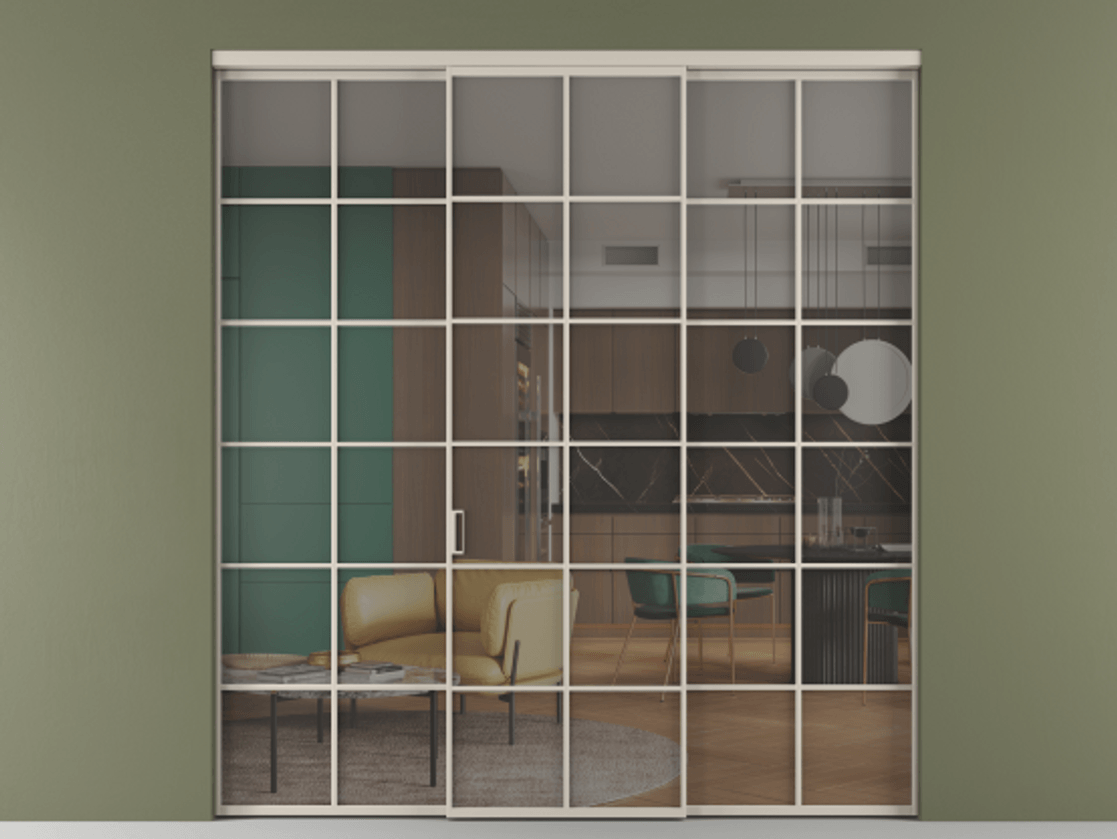 Перегородка Formato внутри проёма 3 створки АЛПР 040.05 Алюминий светло-бежевый Прозрачное серое стекло, триплекс. Цена 14290 Br 1. Полотно 3 шт. (800/2100 мм)
2. Комплект установки раздвижной системы
3. Базовый комплект фурнитуры
4.Ручка RONDO. Фабрика дверей Волховец 8 (800) 551 43 19 Перегородка Formato внутри проёма 3 створки АЛПР 040.05 Алюминий светло-бежевый Прозрачное серое стекло, триплекс Цена 14290 Br | Volhovec