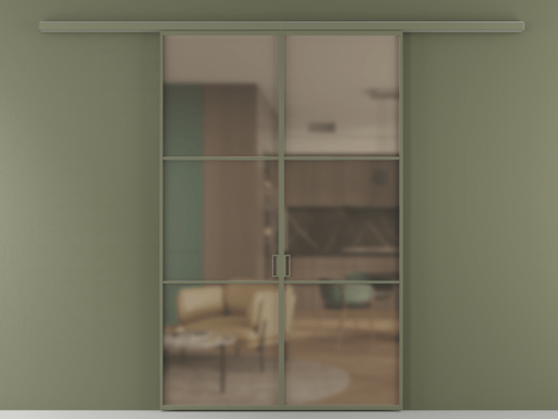 Перегородка Формато вдоль стены 2 створки АЛПР 040.03 Алюминий оливковый тёмный Сатинированное бронзовое стекло, триплекс Цена 10450 Br | Volhovec