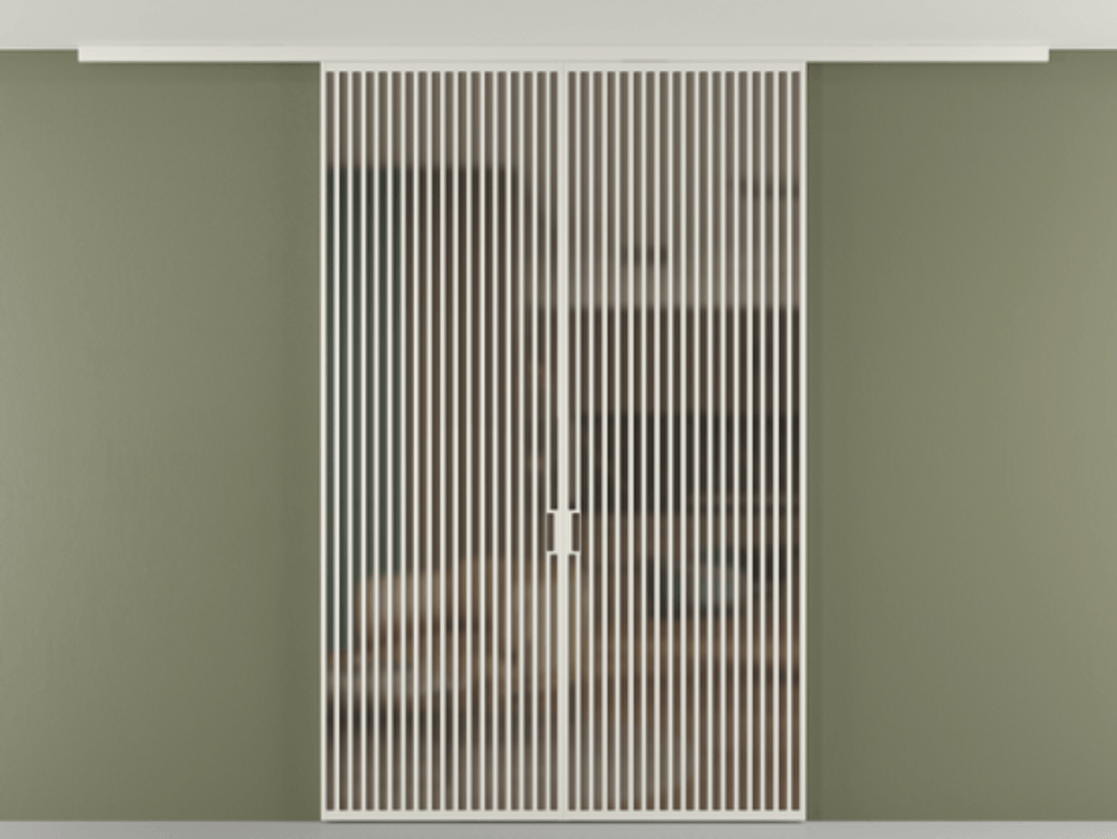 Перегородка Формато вдоль стены на потолок 2 створки АЛПР 040.06 Алюминий Белый Сатинированное бронзовое стекло, триплекс Цена 22680 Br | Volhovec