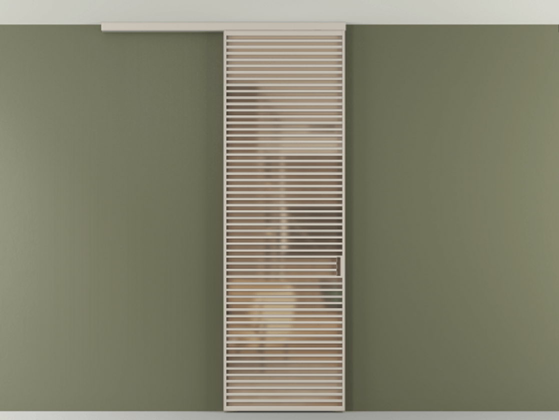 Перегородка Formato вдоль стены на потолок 1 створка АЛПР 040.07 Алюминий светло-бежевый Сатинированное оранжевое стекло, триплекс Цена 10000 Br | Volhovec