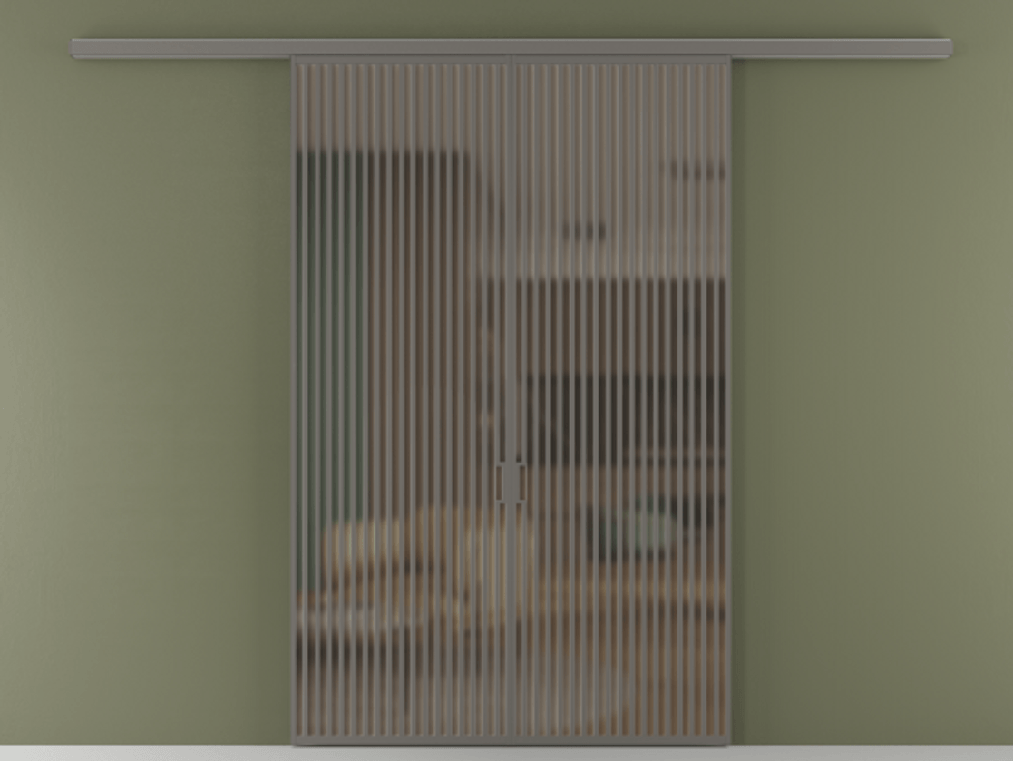 Перегородка Формато вдоль стены 2 створки АЛПР 040.06 Алюминий классический серый Сатинированное бронзовое стекло, триплекс Цена 18310 Br | Volhovec