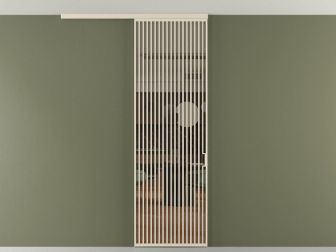 Перегородка Формато вдоль стены на потолок 1 створка АЛПР 040.06 Алюминий бежево-серый Прозрачное бронзовое стекло, триплекс Цена 9500 Br | Volhovec