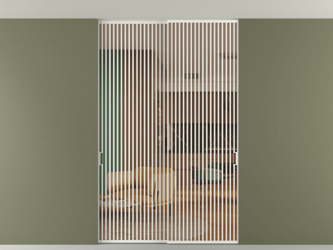 Перегородка Формато внутри проёма скрытое крепление в потолок 2 створки АЛПР 040.06 Алюминий светло-серый Прозрачное оранжевое стекло, триплекс Цена 21900 Br | Volhovec