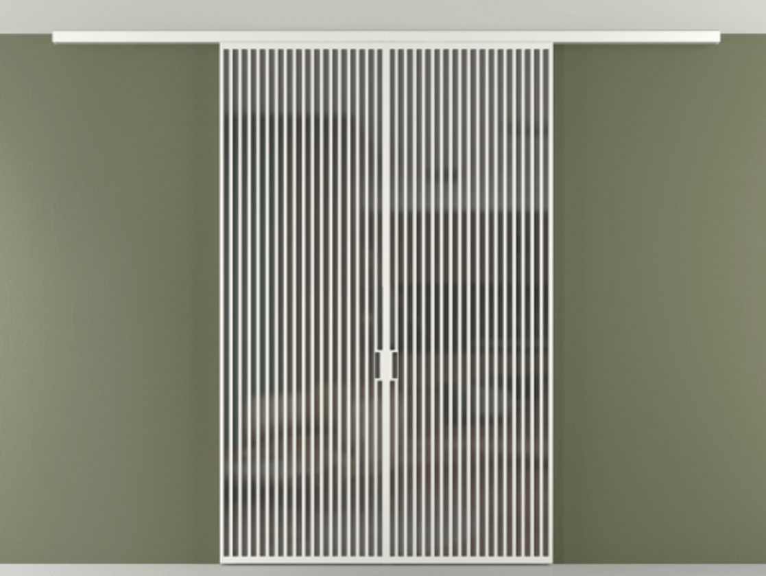 Перегородка Формато вдоль стены на потолок 2 створки АЛПР 040.06 Алюминий светло-серый Сатинированное серое стекло, триплекс Цена 23710 Br | Volhovec