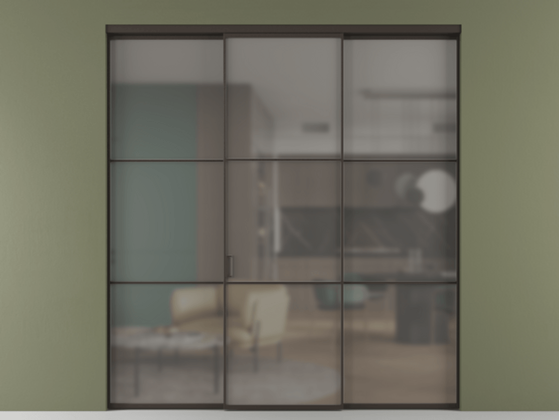 Перегородка Formato внутри проёма 3 створки АЛПР 040.03 Алюминий антрацит Сатинированное серое стекло, триплекс. Цена 13290 Br 1. Полотно 3 шт. (800/2100 мм)
2. Комплект установки раздвижной системы
3. Базовый комплект фурнитуры
4.Ручка RONDO. Фабрика дверей Волховец 8 (800) 551 43 19 Перегородка Formato внутри проёма 3 створки АЛПР 040.03 Алюминий антрацит Сатинированное серое стекло, триплекс Цена 13290 Br | Volhovec