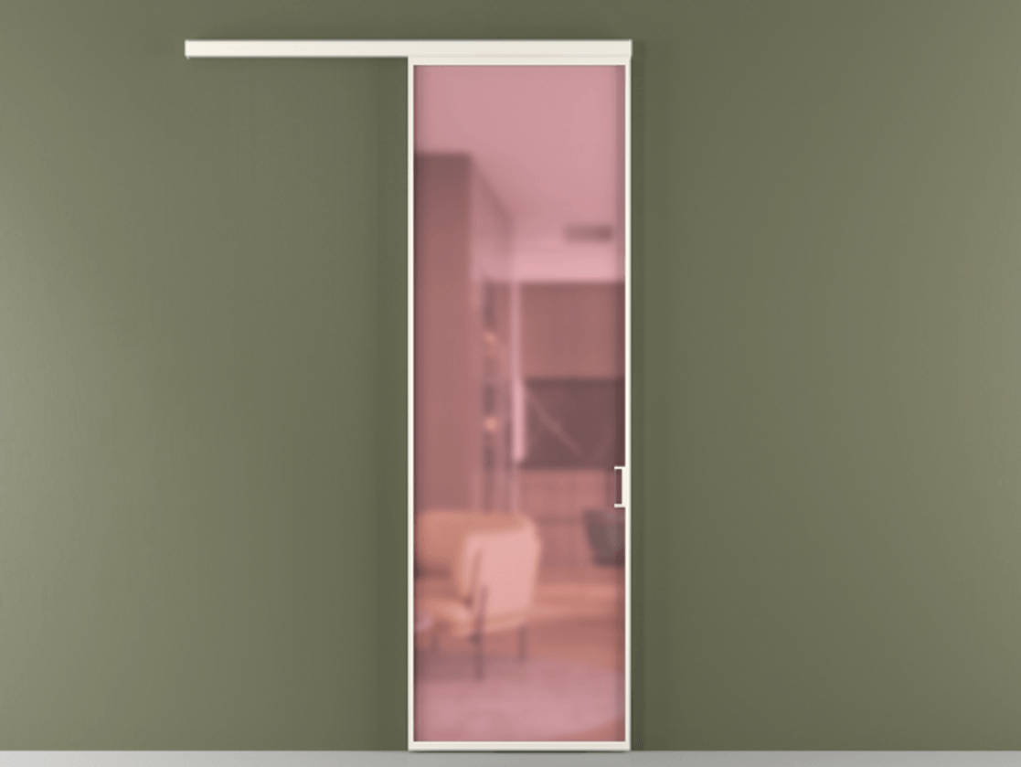 Перегородка Formato вдоль стены 1 створка АЛПР 040.01 Алюминий пудровый белый Сатинированное розовое стекло, триплекс Цена 5400 Br  | Volhovec