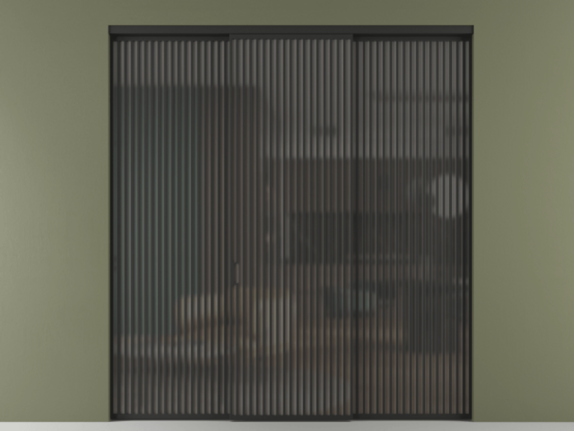 Перегородка Formato внутри проёма 3 створки АЛПР 040.06 Алюминий Черный Сатинированное серое стекло, триплекс Цена 23410 Br | Volhovec