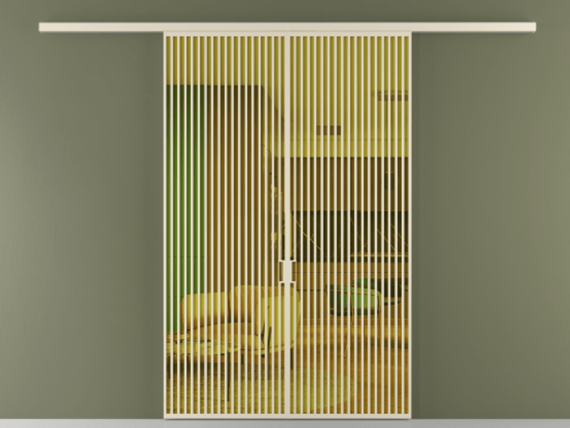 Перегородка Formato вдоль стены 2 створки АЛПР 040.06 Алюминий бежево-серый Прозрачное жёлтое стекло, триплекс Цена 22900 Br | Volhovec