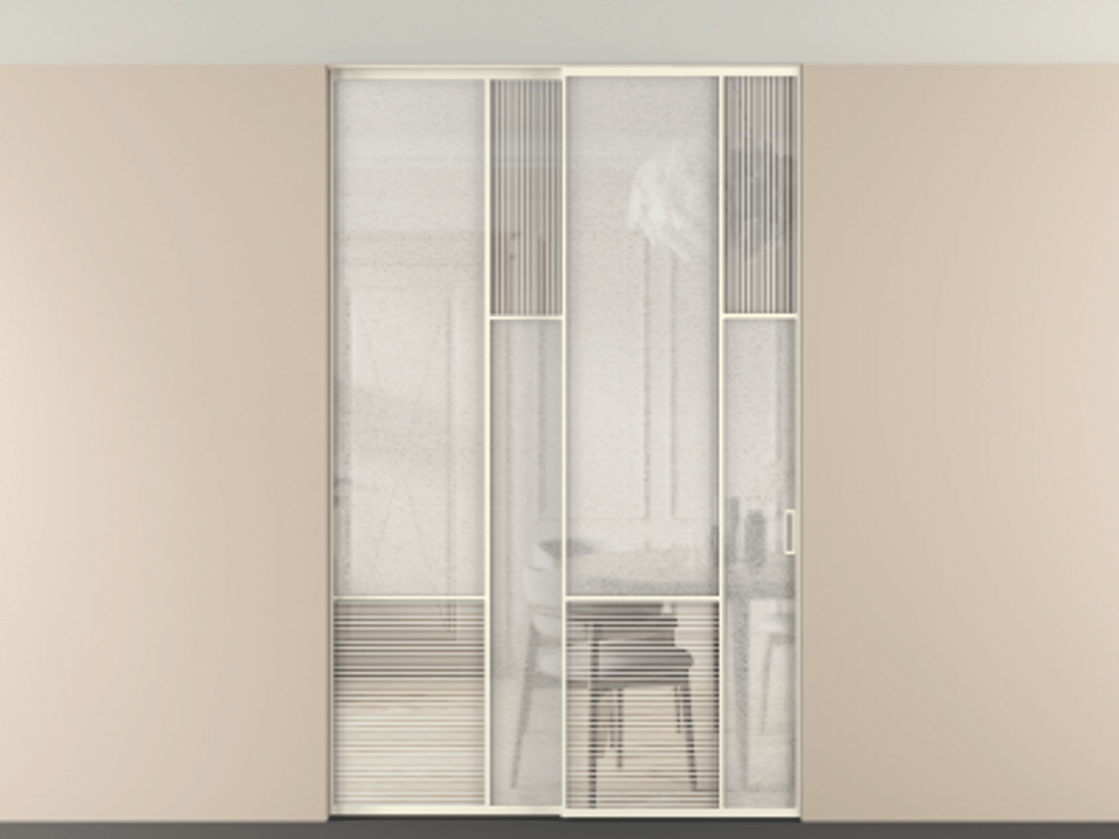 Перегородка Мозаик внутри проёма скрытое крепление в потолок 2 створки АЛПР 041.12 Алюминий молочно-белый Рифлёное стекло "Дюна", триплекс, 6 мм + Фактурное стекло "Лёд", триплекс. Цена 18210 Br . Фабрика дверей Волховец 8 (800) 551 43 19 Перегородка Мозаик внутри проёма скрытое крепление в потолок 2 створки АЛПР 041.12 Алюминий молочно-белый Рифлёное стекло "Дюна", триплекс, 6 мм + Фактурное стекло "Лёд", триплекс Цена 18210 Br | Volhovec