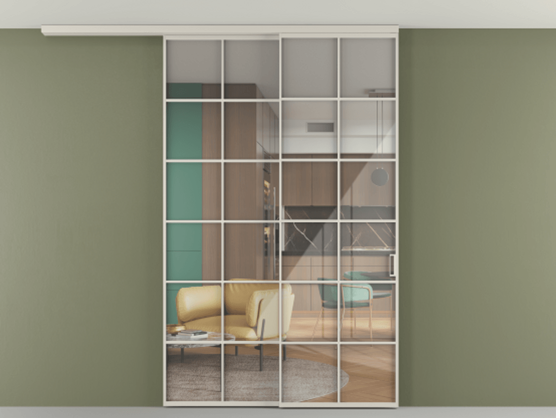 Перегородка Formato вдоль стены на потолок 2 створки с синхронным механизмом АЛПР 040.05 Алюминий облачно-серый Рефлективное прозрачное стекло "Стопсол", калёное. Цена 18400 Br 1. Полотно 2 шт. (800/2100 мм)
2. Комплект установки раздвижной системы
3. Базовый комплект фурнитуры
4.Ручка RONDO
. Фабрика дверей Волховец 8 (800) 551 43 19 Перегородка Formato вдоль стены на потолок 2 створки с синхронным механизмом АЛПР 040.05 Алюминий облачно-серый Рефлективное прозрачное стекло "Стопсол", калёное Цена 18400 Br | Volhovec