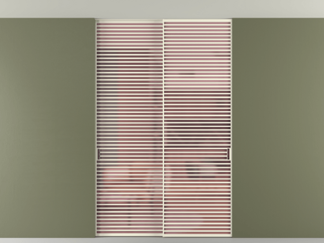 Перегородка Формато внутри проёма скрытое крепление в потолок 2 створки АЛПР 040.07 Алюминий молочно-белый Сатинированное розовое стекло, триплекс Цена 21900 Br | Volhovec